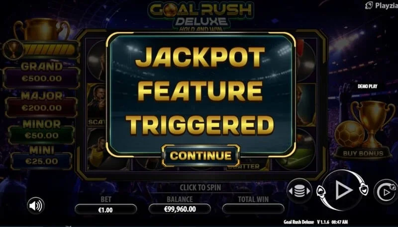 Goal Rush Deluxe - startar Jackpot Hold and Win med bonusbollar