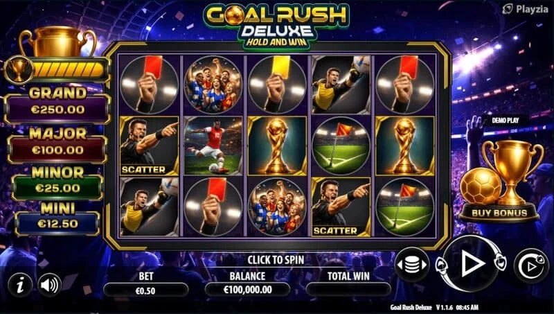 Goal Rush Deluxe - spelskärm i Free Spins-läge