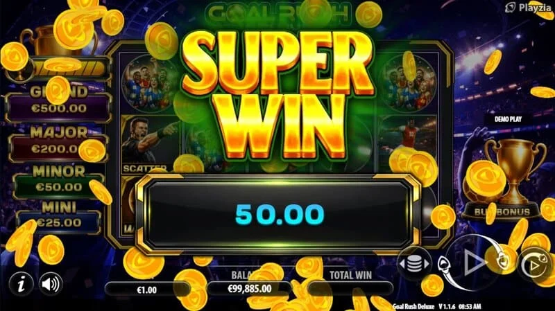 Goal Rush Deluxe - slutlig supervinst med Grand Jackpot